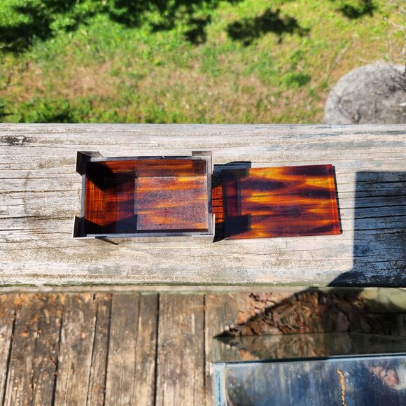 Vintage MCM Italian Faux Tortious Shell Acrilic, Lucite and Metal Box MCM, Glam - Picture 5 of 15